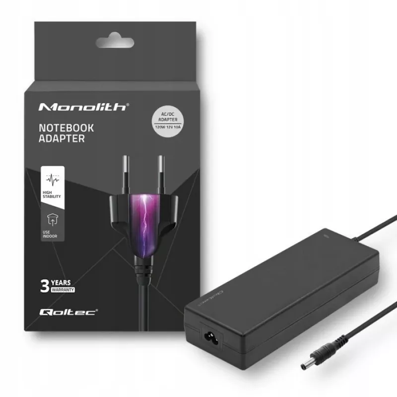 Qoltec 120W desktopový napájací zdroj | 12V | 10A | 5,5*2,5 | + napájací kábel