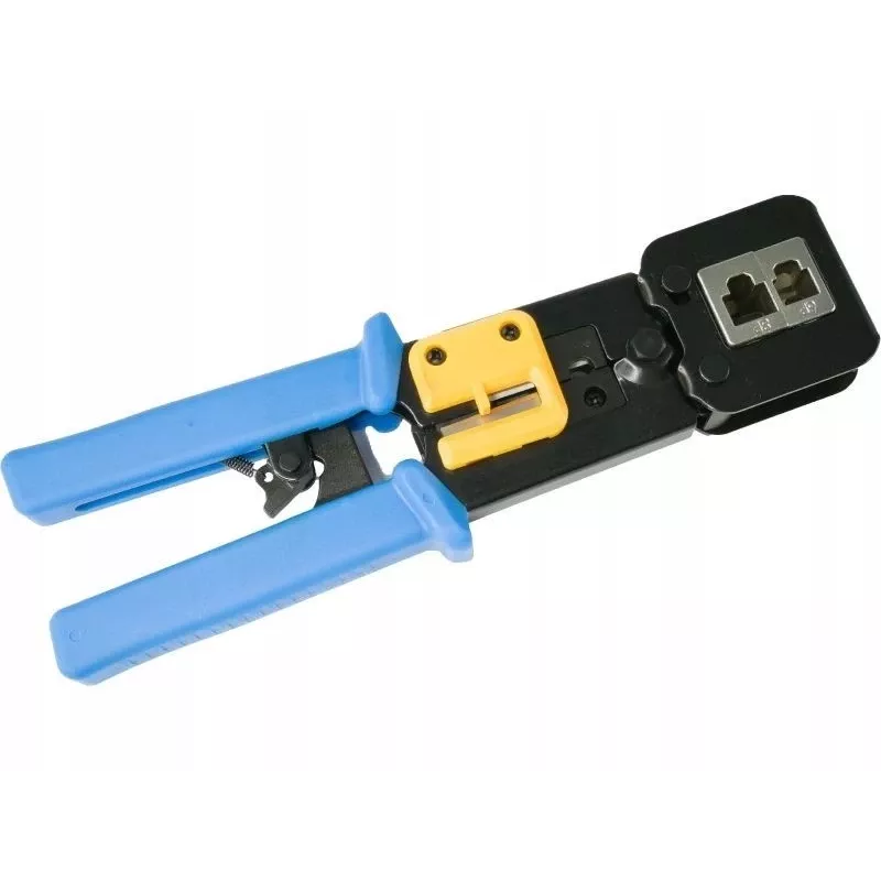 Krimpovacie kliešte Alantec NI040 pre RJ-45 konektory, oceľová konštrukcia, plastové rukoväte, čierna/modrá