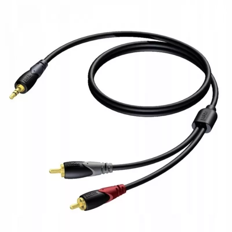 3,5 mm jack samec stereo na 2x RCA/Cinch samec audio kábel Procab 1KPCL049 5 m
