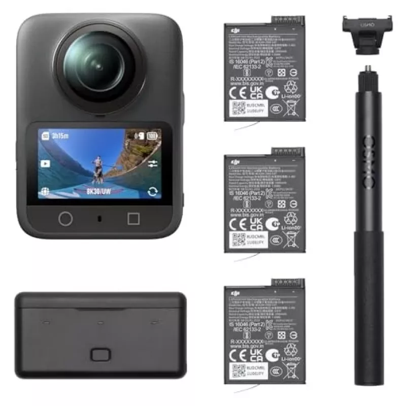 DJI Osmo 360 Adventure Combo CP.OS.00000442 akčná kamera 8K 360°, 120 MP, CMOS 1/1,1 palca, displej 2 palce, 128 GB, Wi-Fi, IP68