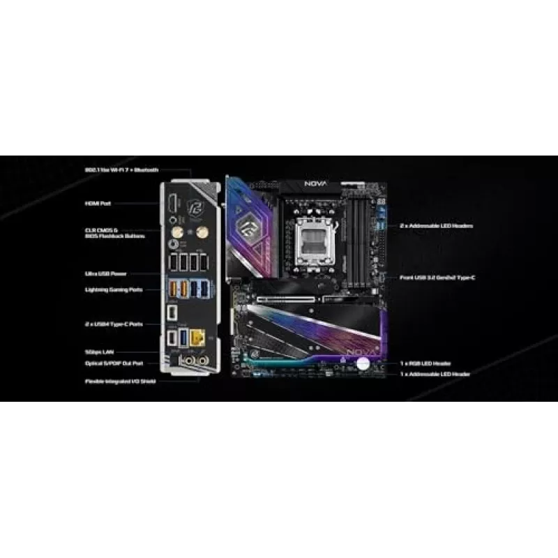 Základná doska ASRock X870 NOVA WIFI – AMD X870, socket AM5, ATX, 4× DIMM DDR5, 256 GB, Wi-Fi 7, 2,5 GbE