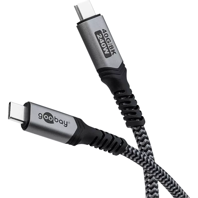 Goobay USB-C kábel s opleteným plášťom, USB4, 240 W, 40 Gbit/s, Power Delivery, 1,5 m (1,50 m, USB 4.0, 240 W), USB kábel