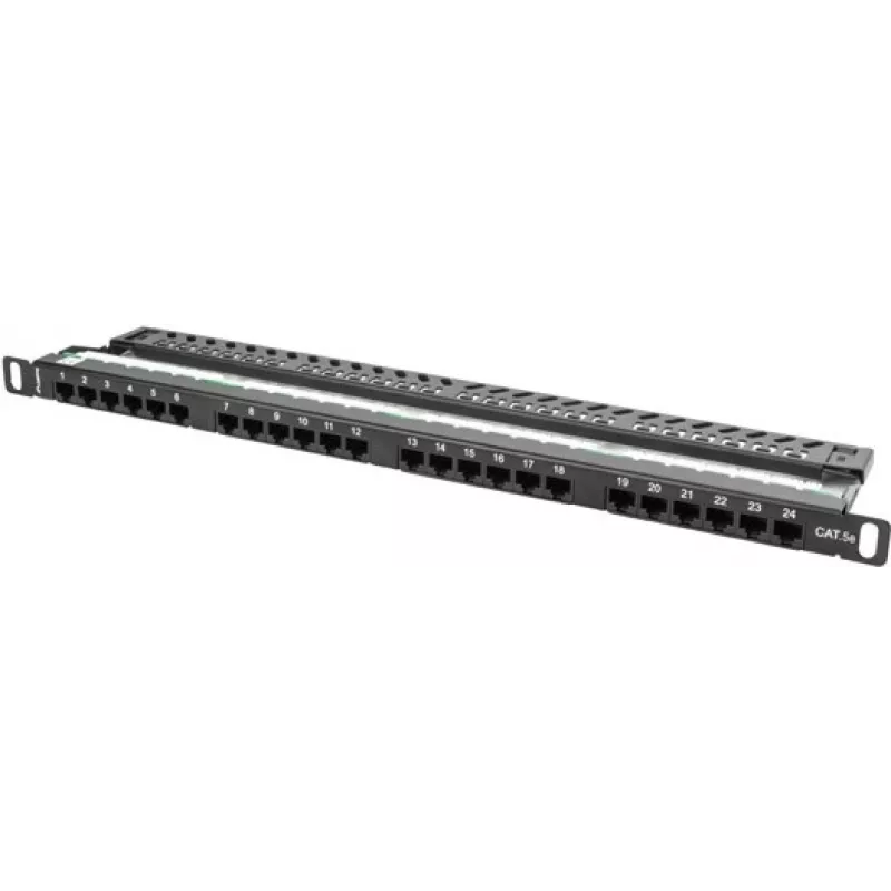Lanberg PPU5-0024-B - RJ-45 - Cat5, Cat5e - čierna - kov - racková montáž - 0,5HE (PPU5-0024-B)