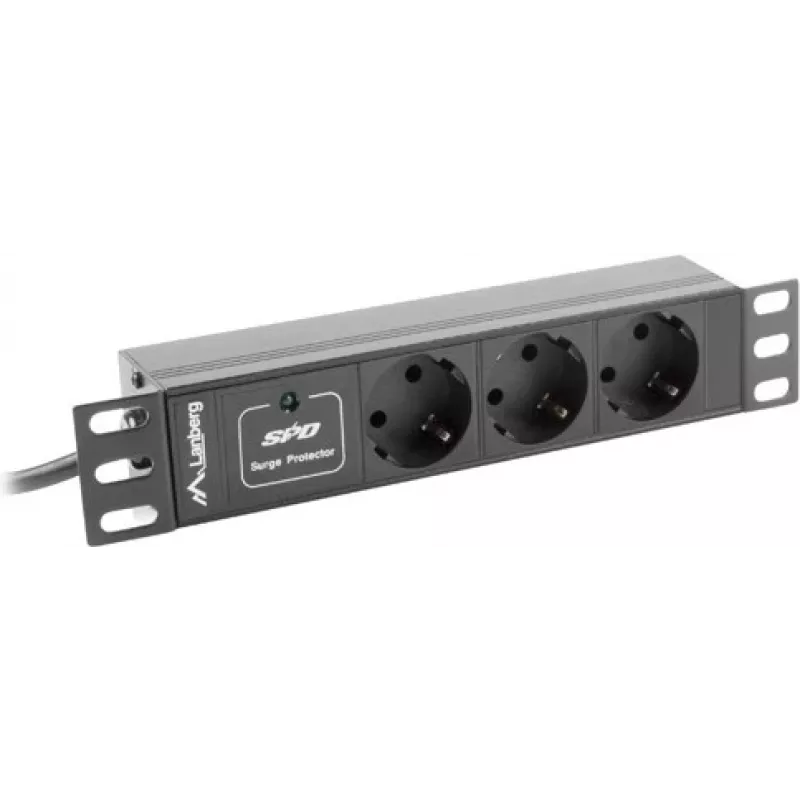 Lanberg PDU-03F-0200-BK napájací rozbočovač (PDU) 1U čierny 3 AC výstupy (PDU-03E-0200-IEC-BK)