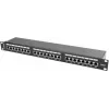 Patch panel 1U LANBERG PPS6-1024-B, 24-portový Cat6, kov, čierny, 442×114,5×44,5 mm