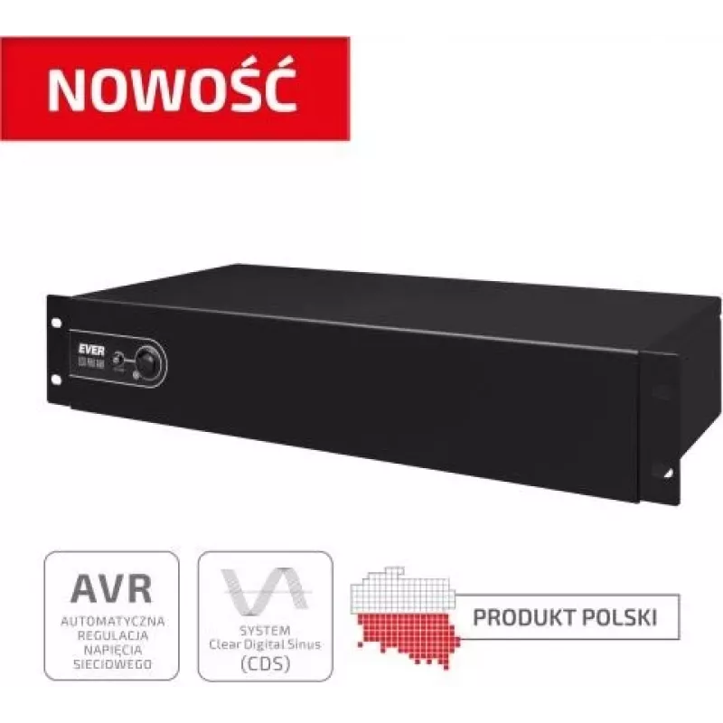 EVER ECO Pro 1000 AVR CDS 19-palcový 2U rackový line-interactive UPS, 1000 VA / 650 W