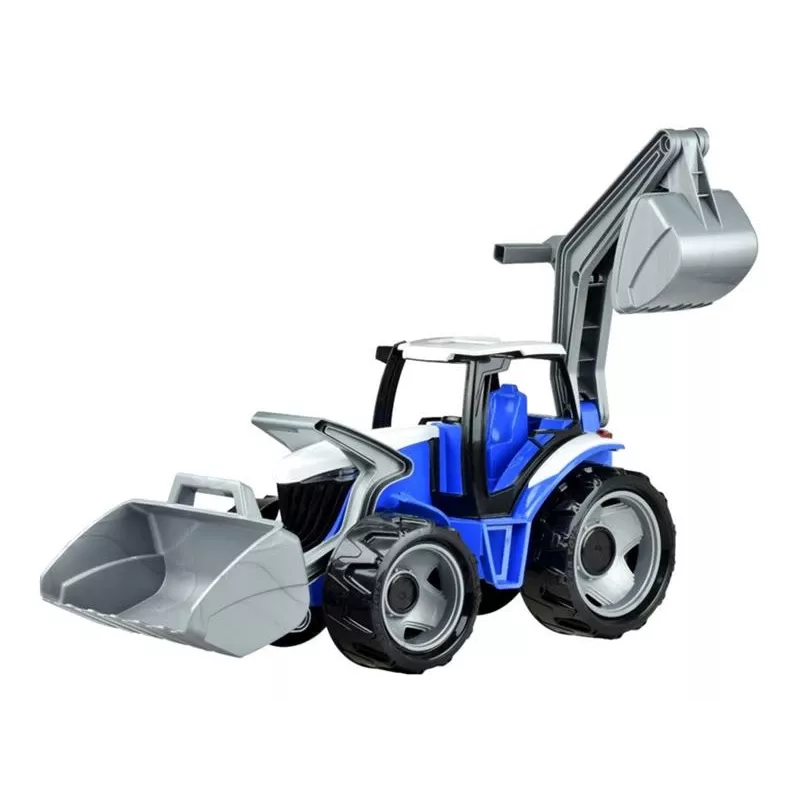 Lena GIGA TRUCKS traktor s čelným nakladačom, traktor, 3 roky, plast, modrá, sivá, biela
