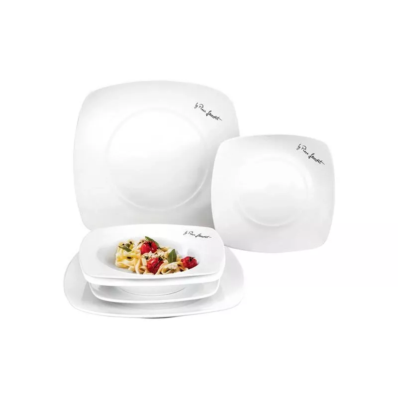 Lamart LT9002 Dine sada porcelánových tanierov, 6 ks (2 plytké, 2 hlboké, 2 dezertné), 24,5/19,2/17,3 cm, biela