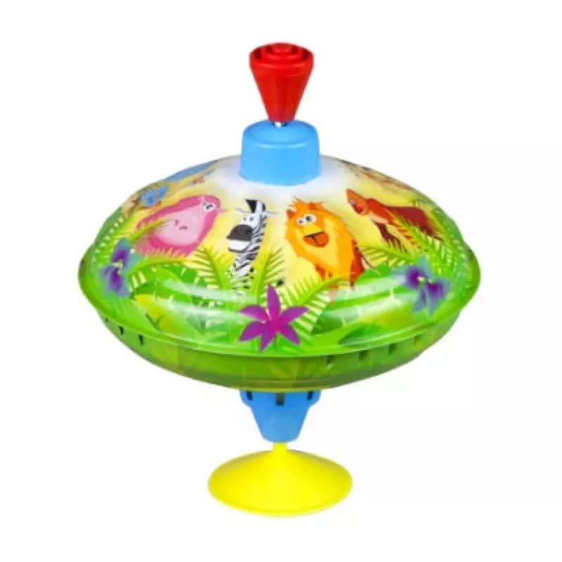 Vlček Lena Humming top divé zvieratá 16 cm — drevený hračkový vlček od Lena, 16 cm priemer
