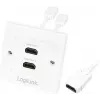 LogiLink AH0015 Nástenná zásuvka HDMI, 2 porty, biela