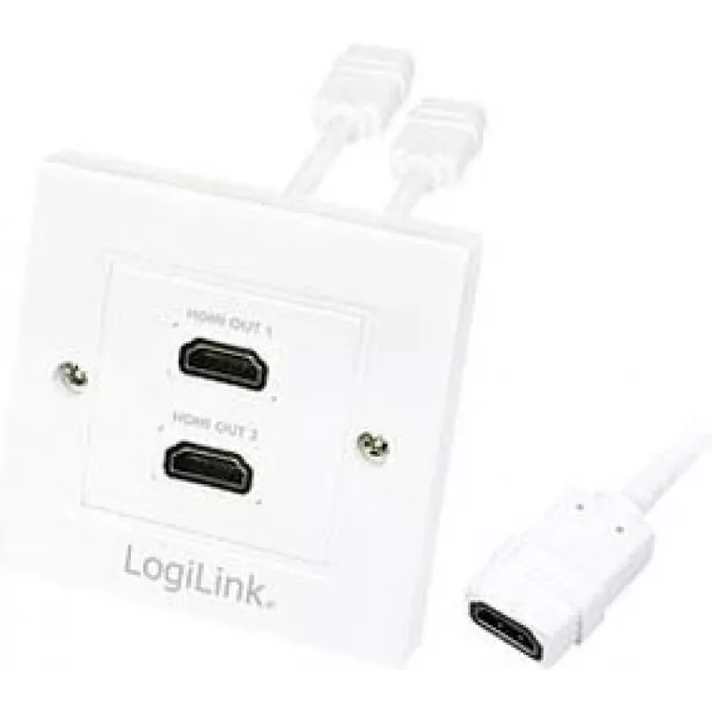 LogiLink AH0015 Nástenná zásuvka HDMI, 2 porty, biela