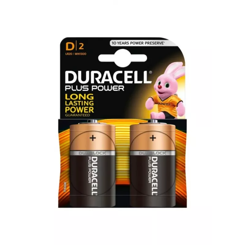Duracell Basic D (R20) batéria — balenie 2 ks, primárne zinko-uhlíkové články