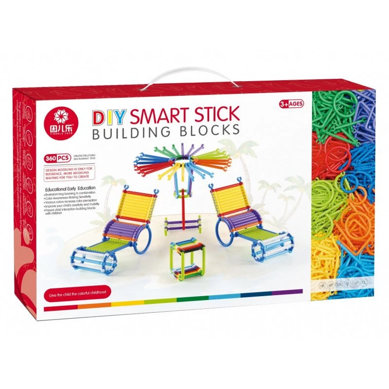 Stavebnica Ascato Blocks Sticks 360 dielov v krabici