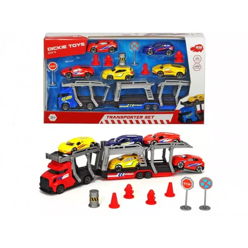 Mechanická hračka sada Dickie City Set 203745012 s vozidlami a príslušenstvom