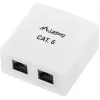 LANBERG nástenná zásuvka RJ-45 Cat6 OU6-0002-W biela, 2 konektory samica, 30×54×57 mm