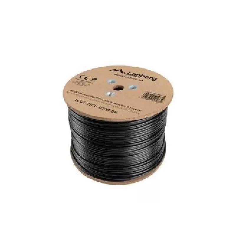 Sieťový kábel LANBERG Cat5e U/UTP LCU5-21CU-0305-BK, 305 m, 24 AWG, PVC plášť, čierny