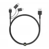 AUKEY CB-BAL5 opletený kábel 3 v 1, Micro USB / USB-C / Lightning, 1,2 m, čierny