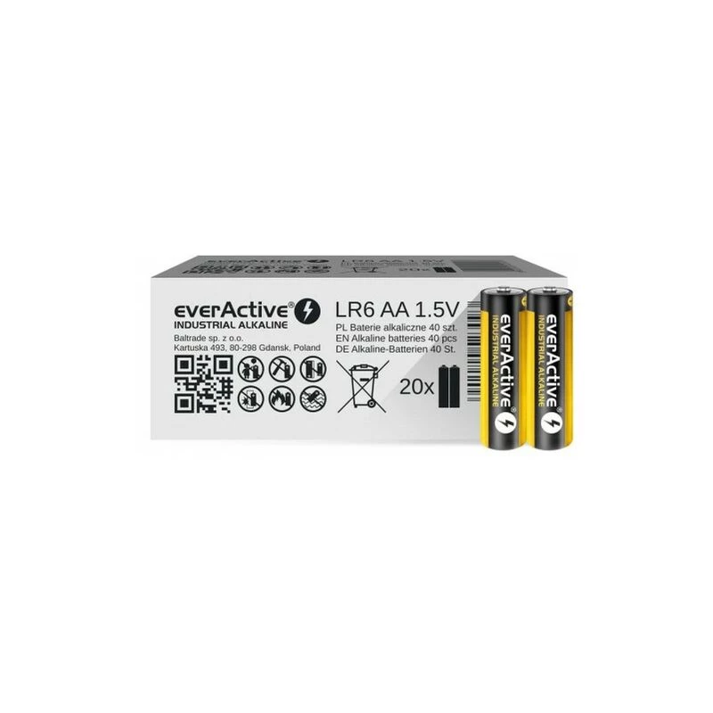 Alkalická jednorazová batéria everActive EVLR6S2IK AA 1,5 V — 40 ks balenie