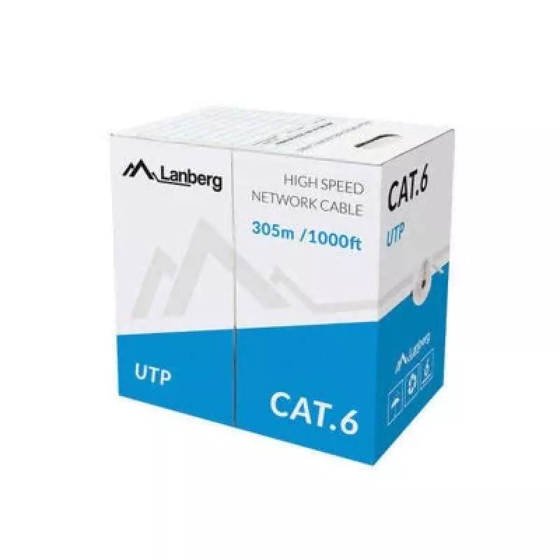 Lanberg LCU6-10CC-0305-S sieťový kábel Cat6 U/UTP, 305 m, drôt, CCA, 1 Gb/s, sivý