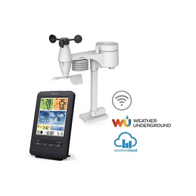 Sencor SWS 9898 profesionálna meteostanica Wi-Fi so senzorom 5-in-1, čierna