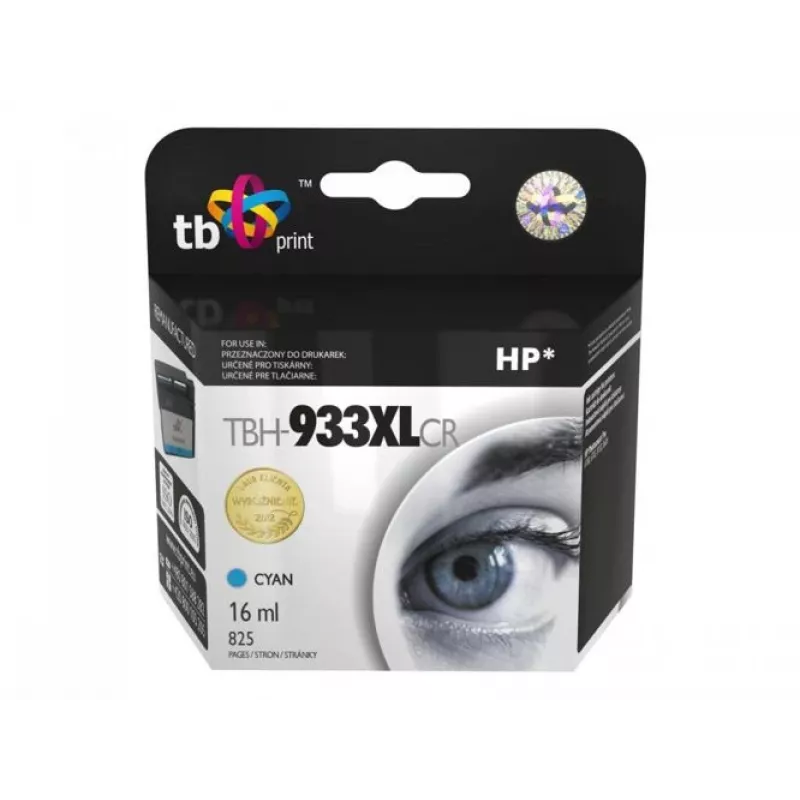 TB Print TBH-933XLCR repasovaná atramentová kazeta pre HP 933XL (CN054AE), HP Officejet 6100 ePrinter, azúrová, 16 ml, 825 strán