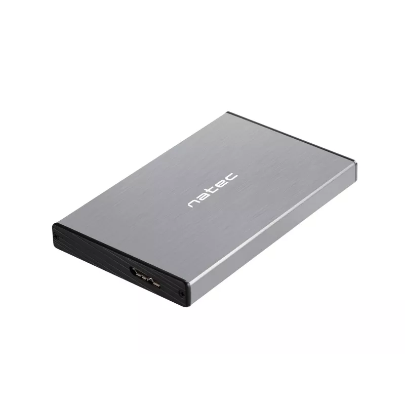 Externé HDD/SSD puzdro NATEC Rhino GO — 2,5 palca SATA, 9,5 mm, USB 3.0, hliník, sivé, až do 4 TB