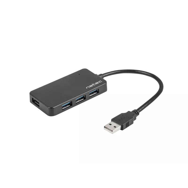 USB hub NATEC Moth 4-port USB 3.2 Gen 1 Type-A (5000 Mbit/s), USB napájaný, čierny, 0,15 m kábel