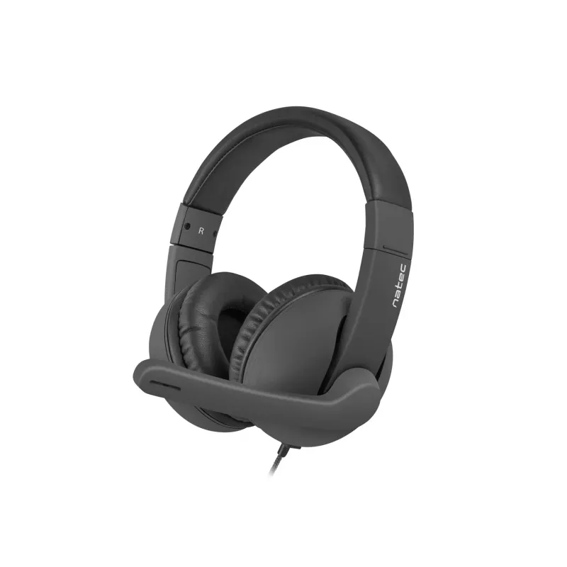 Drôtový binaurálny headset NATEC Rhea s mikrofónom na ramienku, 3,5 mm konektory, 2,2 m kábel, 32 Ω impedancia