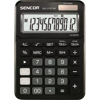 Kalkulačka SENCOR SEC 372BK 12-miestny LCD jednoduchá stolová kalkulačka, na batérie