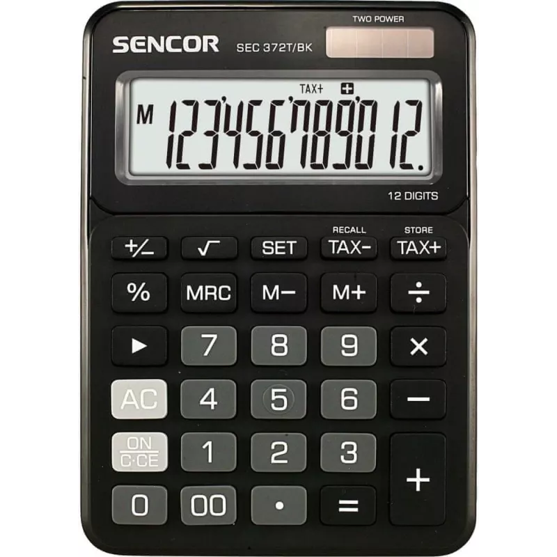 Kalkulačka SENCOR SEC 372BK 12-miestny LCD jednoduchá stolová kalkulačka, na batérie