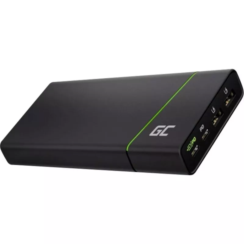 Prenosná powerbanka Green Cell PowerPlay Ultra 26800 mAh, 128W výstup, Quick Charge 3.0, 2x USB‑C, 2x USB‑A, grafit