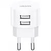 USAMS US-CC080 T20 okrúhla cestovná nabíjačka, 2x USB, 5 V 2,1 A, 10 W, biela