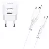Nabíjačka usams XTXLOGT18TC05 s 2x USB konektormi a integrovaným USB‑C káblom, výstup 2,1A