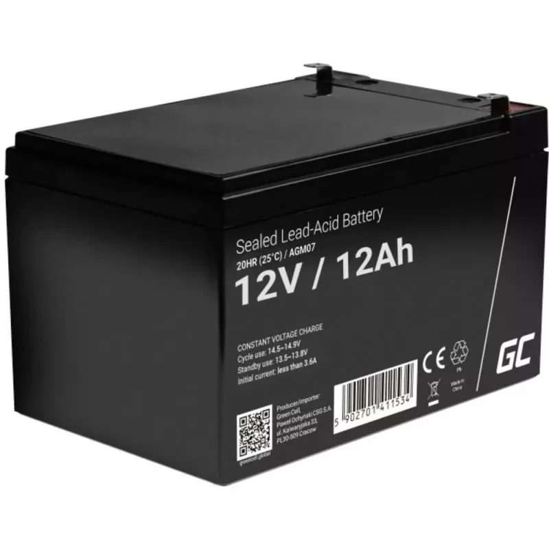 AGM batéria Green Cell 12V 12Ah – uzavretá olovená (VRLA), 151×98×95 mm, 3,3 kg