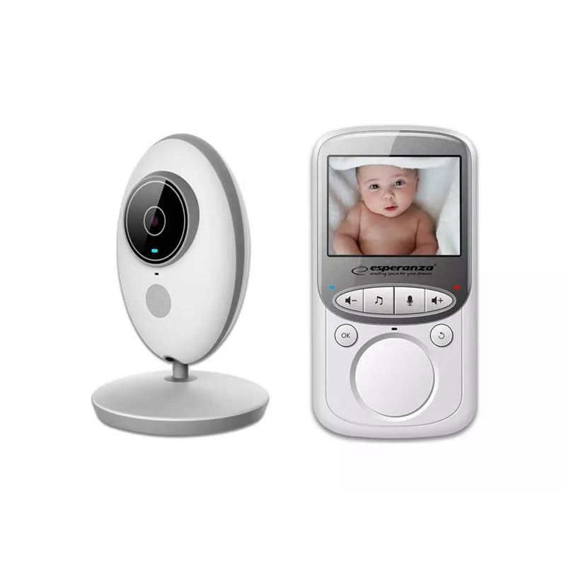Video babyfón ESPERANZA EHM003 — 2,4 inch LCD, 640×480, nočné videnie 5 m, teplotný senzor, interkom, LiPo 750 mAh, dosah až 50 m