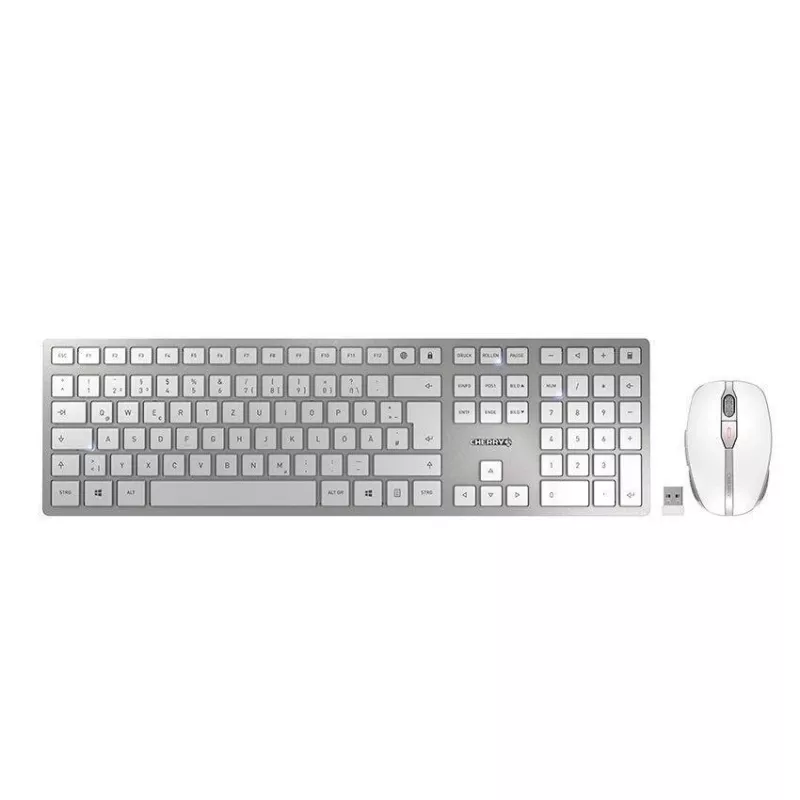 CHERRY DW 9100 SLIM klávesnica myš v cene univerzálna RF bezdrôtová + Bluetooth QWERTZ nemecká strieborná