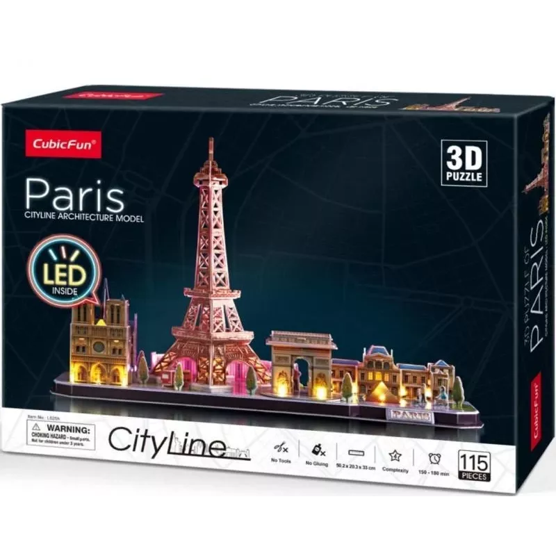 3D puzzle CubicFun City Line Paris LED 115 dielov