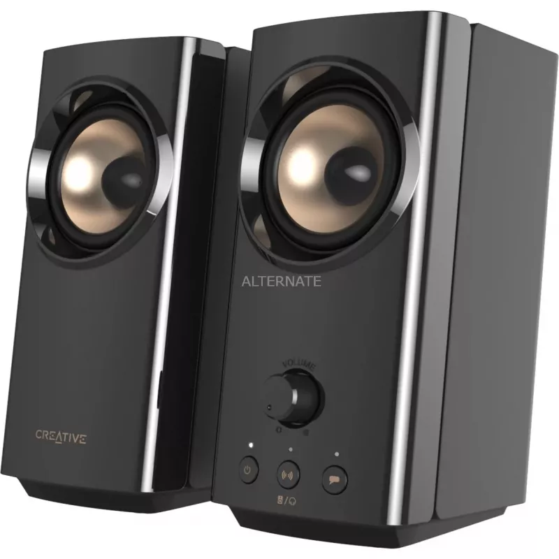 CREATIVE T60 2.0 kompaktné Hi-Fi stolové reproduktory s čistým dialógom a surround cez Sound Blaster SmartComms Kit, USB-C audio, mikrofón a headset konektory B