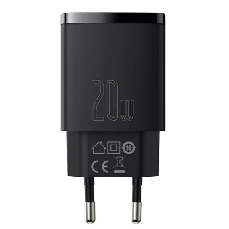 Indoor USB rýchlonabíjačka Baseus CCXJ-B01 – 2 porty (USB-C PD 20W + USB-A QC3.0 18W), 100–240 V, čierna
