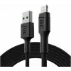 Lightning kábel Green Cell KABGC18 — 2 m, Lightning na USB-A, čierny
