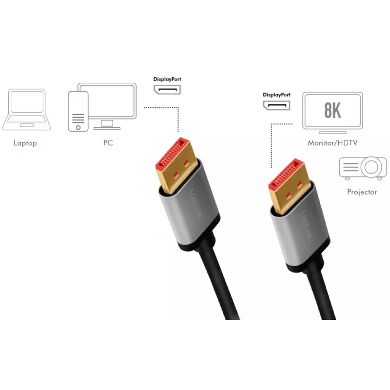 LogiLink CDA0106 DisplayPort kábel čierny sivý 3 M