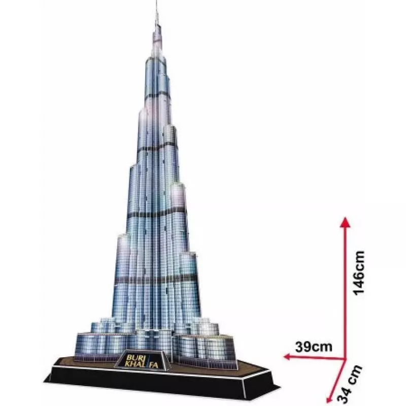 CubicFun L133H 3D puzzle Burj Khalifa (Light), 136 dielikov, s LED osvetlením