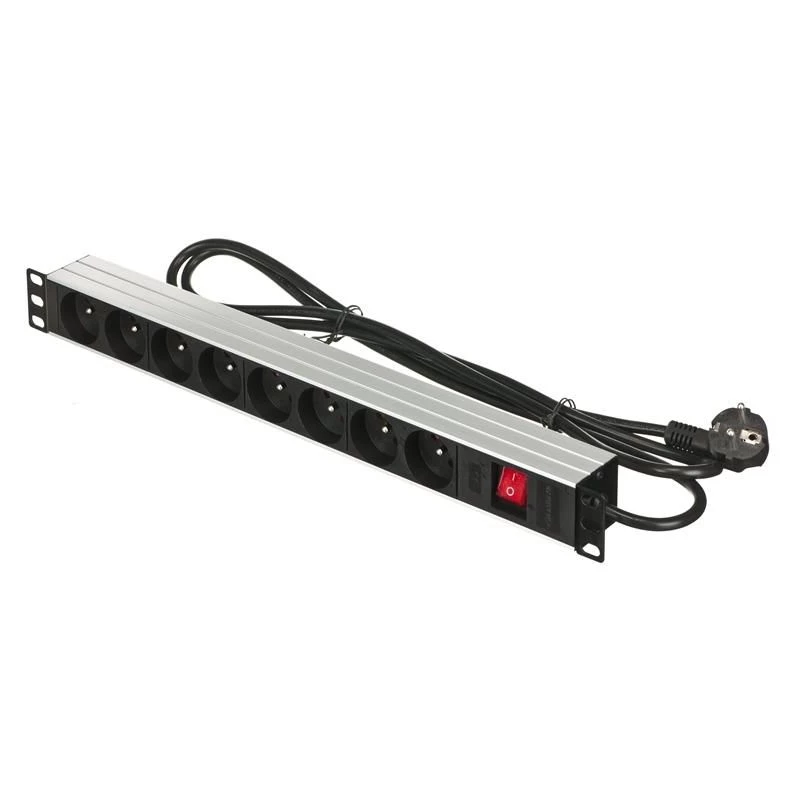 Alantec 19 inch 1U predlžovací kábel, 8x CEE 7/5, vypínač, 1,8m (PZ081U)