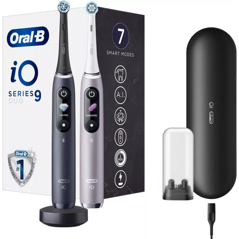 Zubná kefka Oral-B iO Series 9 Duo 2 ks čierna Onyx/ružový kremeň
