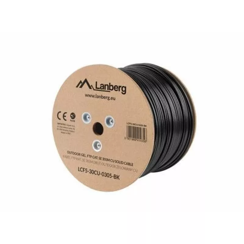 Sieťový kábel Lanberg LCF5-30CU-0305-BK RJ45 Cat5e 305 m čierny