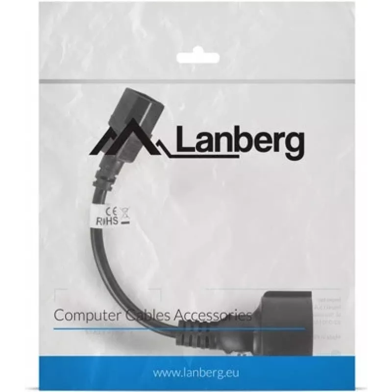 Lanberg CA-C14E-10CC-0018-BK napájací kábel čierny 0,18 m C14 konektor samica (CA-C14E-10CC-0018-BK)