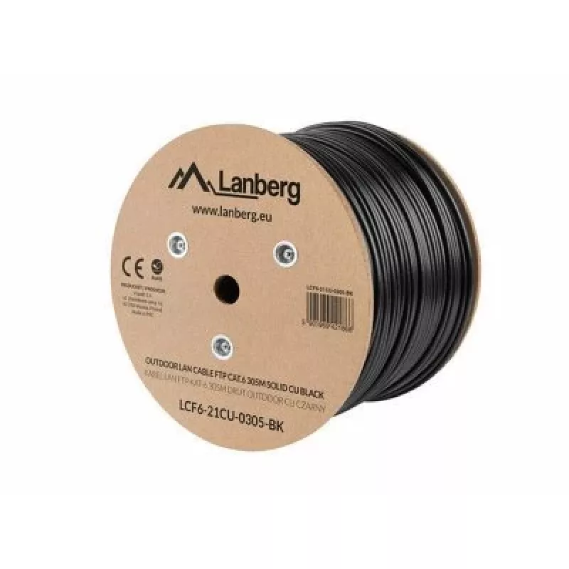 Lanberg LCF6-21CU-0305-BK sieťový kábel čierny 305 m Cat6 F/UTP (FTP) vonkajší