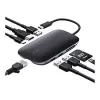 AUKEY CB-C71 USB-C hub 8 v 1, 3x USB-A 3.0, HDMI 4K@30Hz, Gigabit RJ45, SD/microSD, USB-C PD 100 W, kábel 0,15 m, hliník, čierny