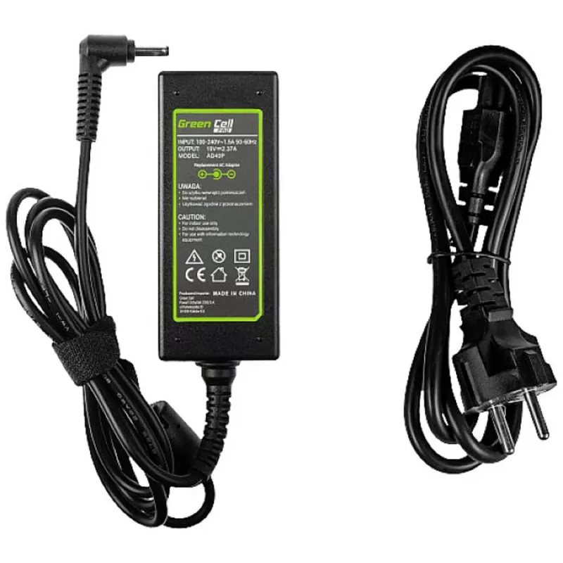 Napájací zdroj Green Cell AD40P 45W pre notebooky, 19V 2.37A, AC-DC, 100–240V vstup, čierny