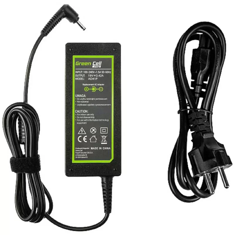 Napájací zdroj Green Cell AD41P 65W pre ASUS notebooky, 19V 3,42A, interiér, čierny